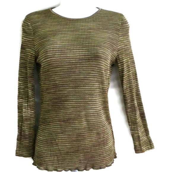 Escada Sweaters - Escada 80s Sweater Pullover Space Dye Gold Lurex Scoop 38